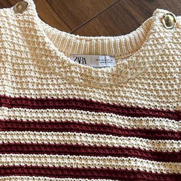 Zara Cream and Brown Striped Tank Top - Picture 2 of 2